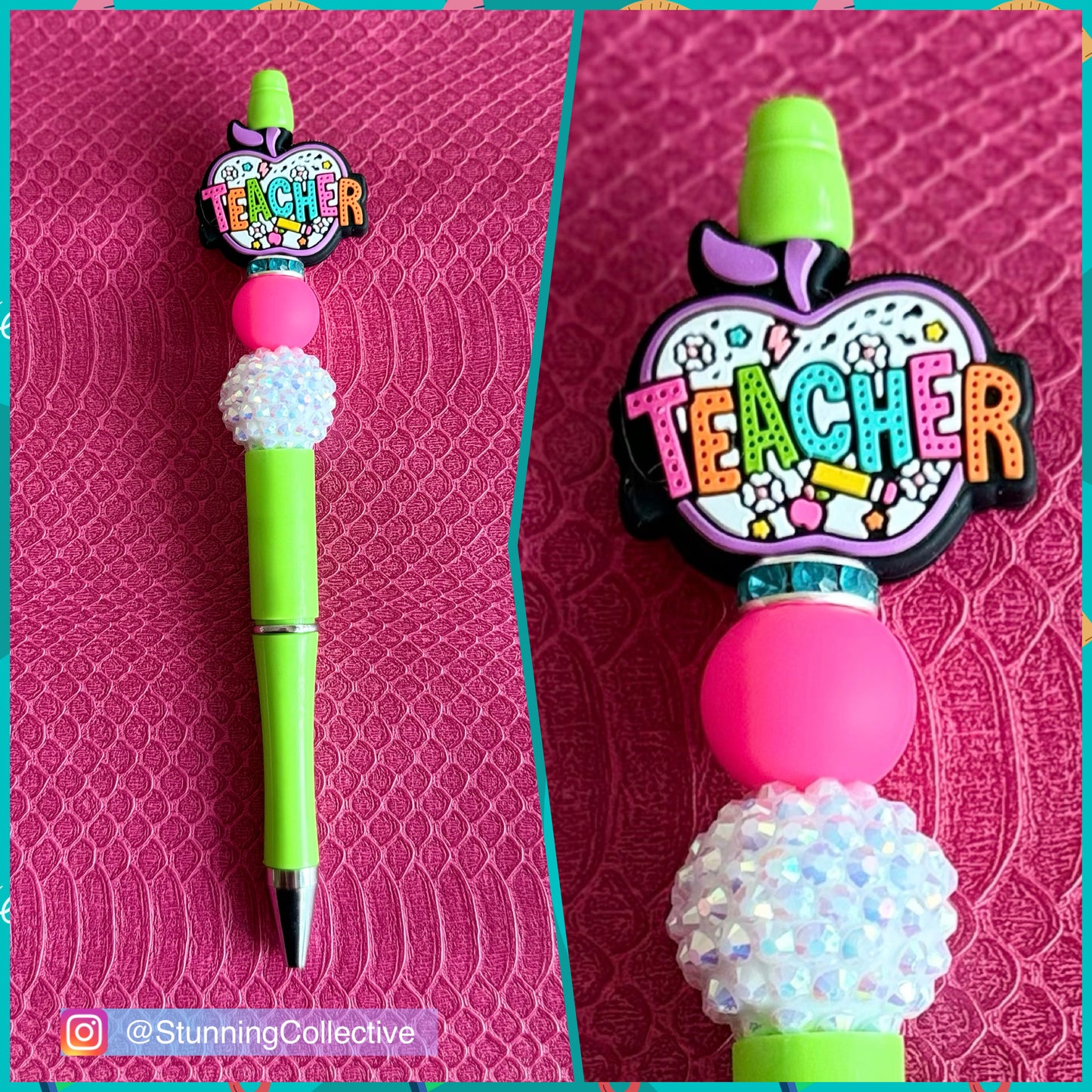 Green Teacher Apple Pen