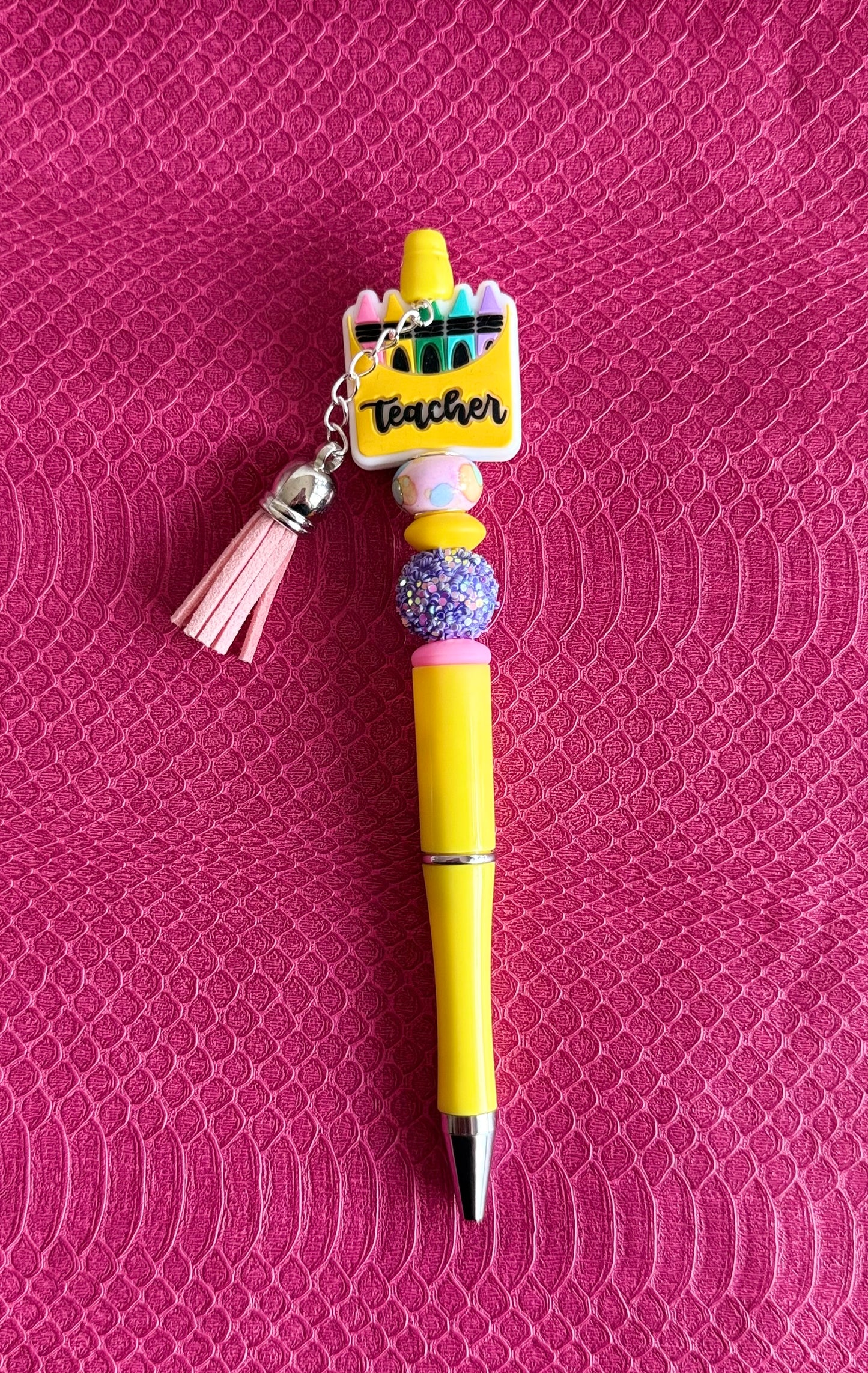 Teacher Crayon Box Pen w/ Tassel