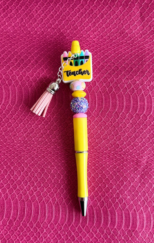 Teacher Crayon Box Pen w/ Tassel