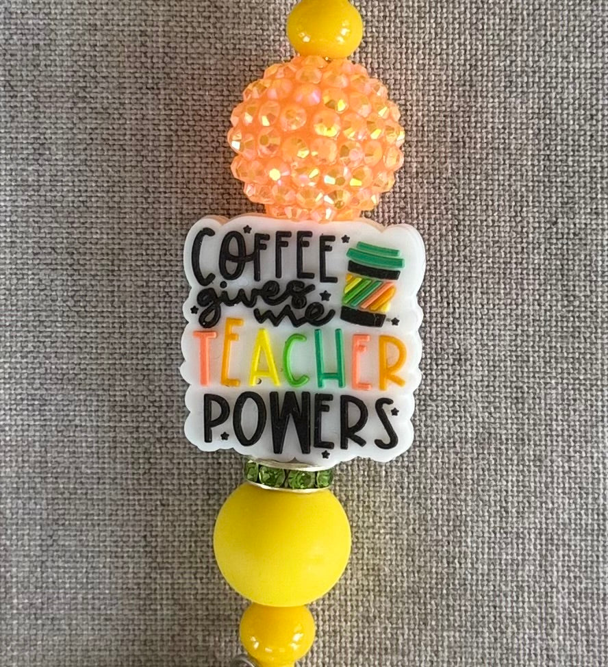 Coffee Gives Me Teacher Powers Badge Reel
