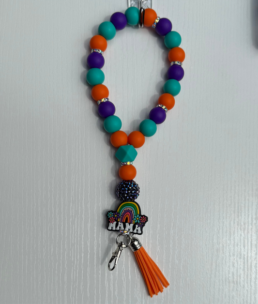 Rainbow Mama Wristlet Keychain
