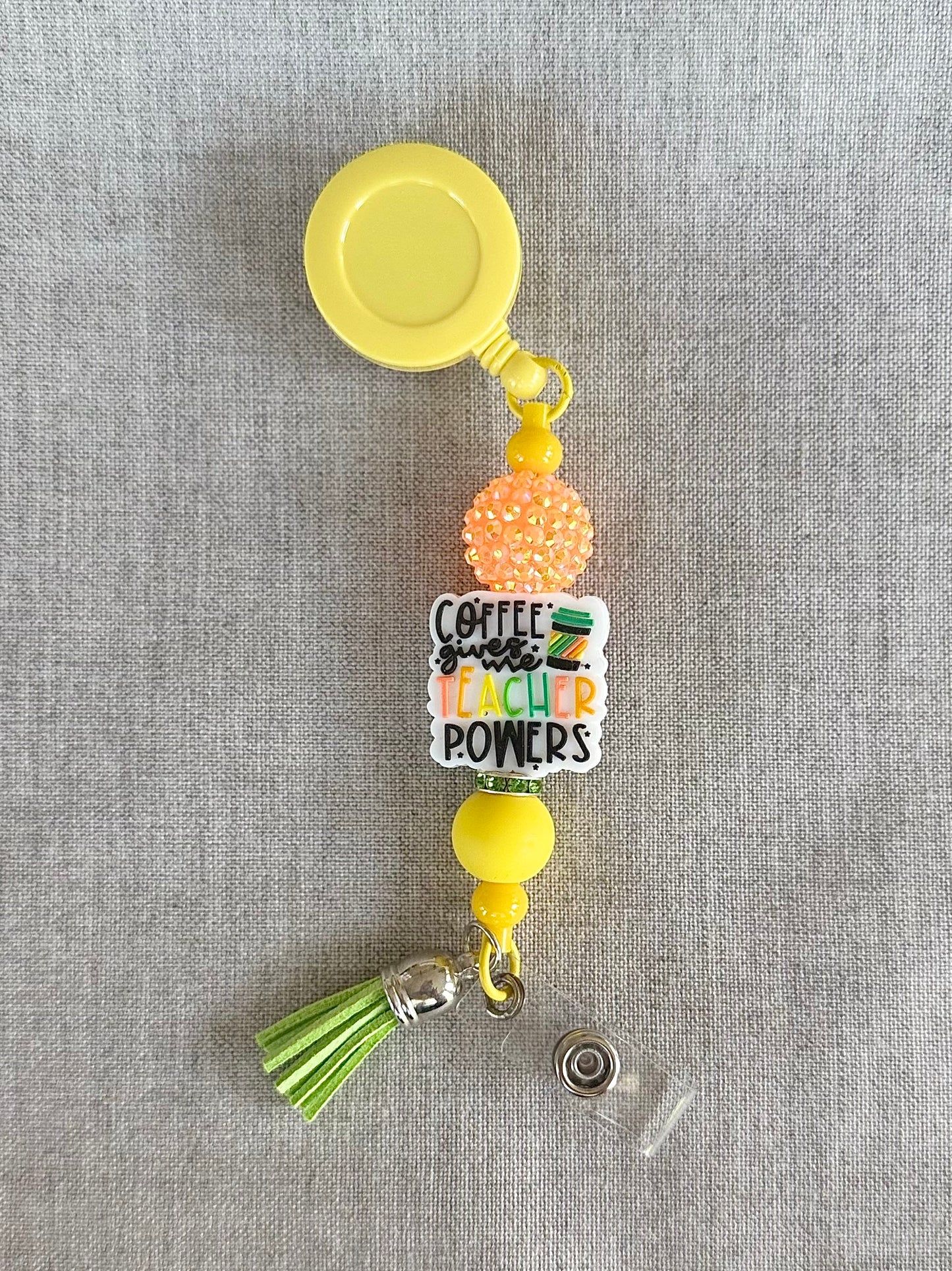 Coffee Gives Me Teacher Powers Badge Reel