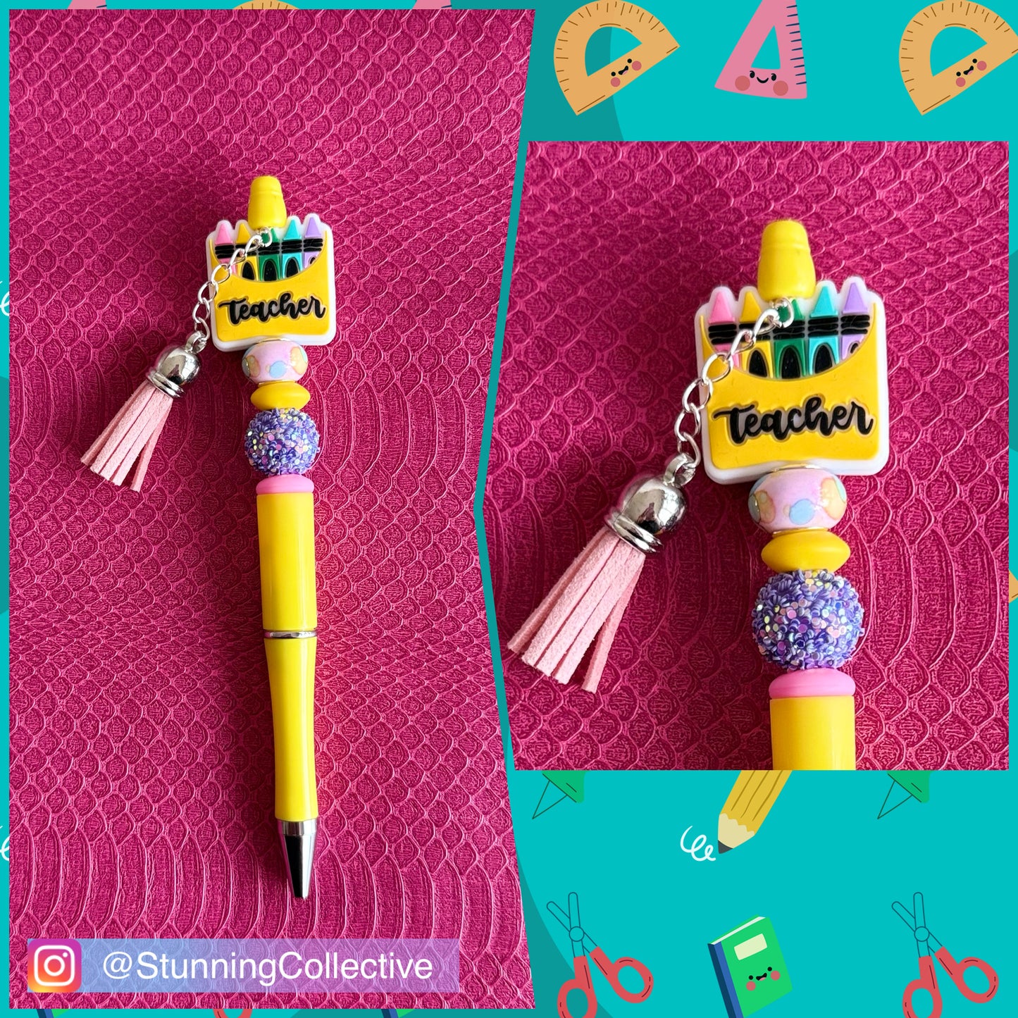 Teacher Crayon Box Pen w/ Tassel