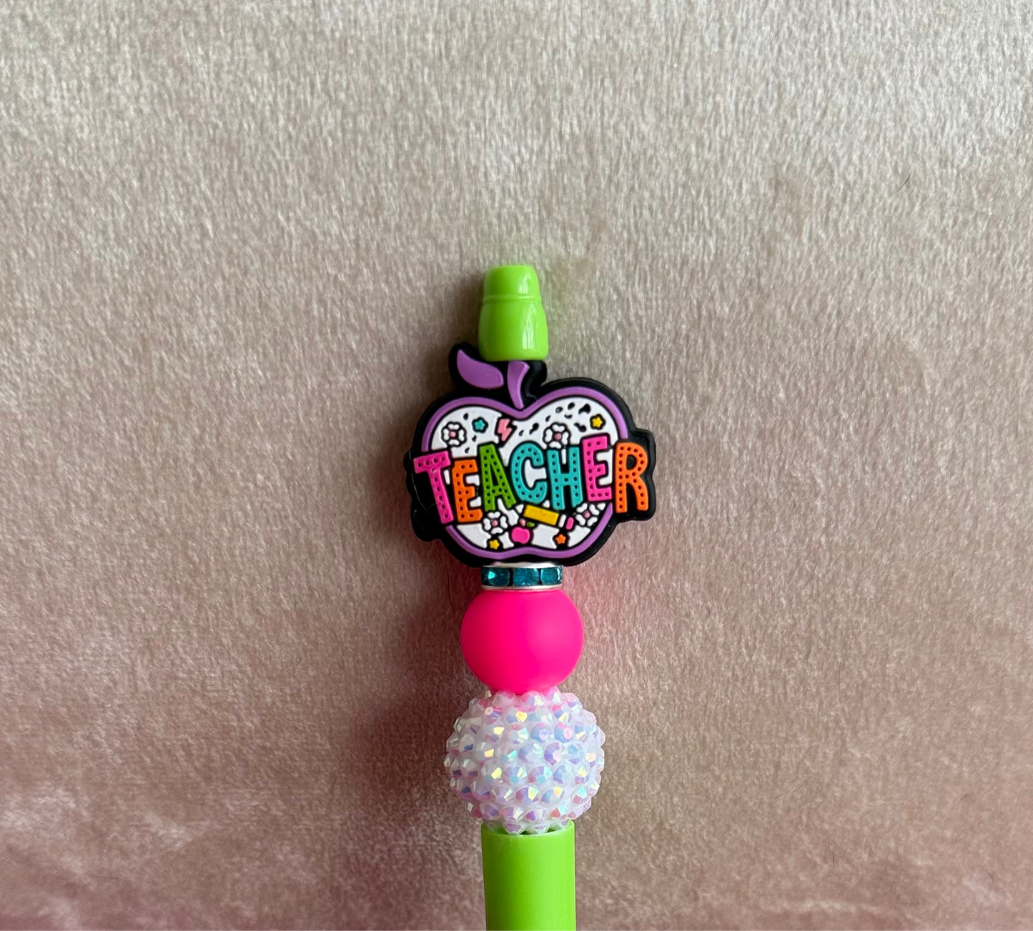 Green Teacher Apple Pen