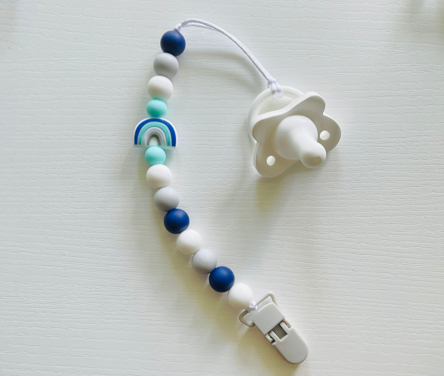 Blue Rainbow Pacifier Clip