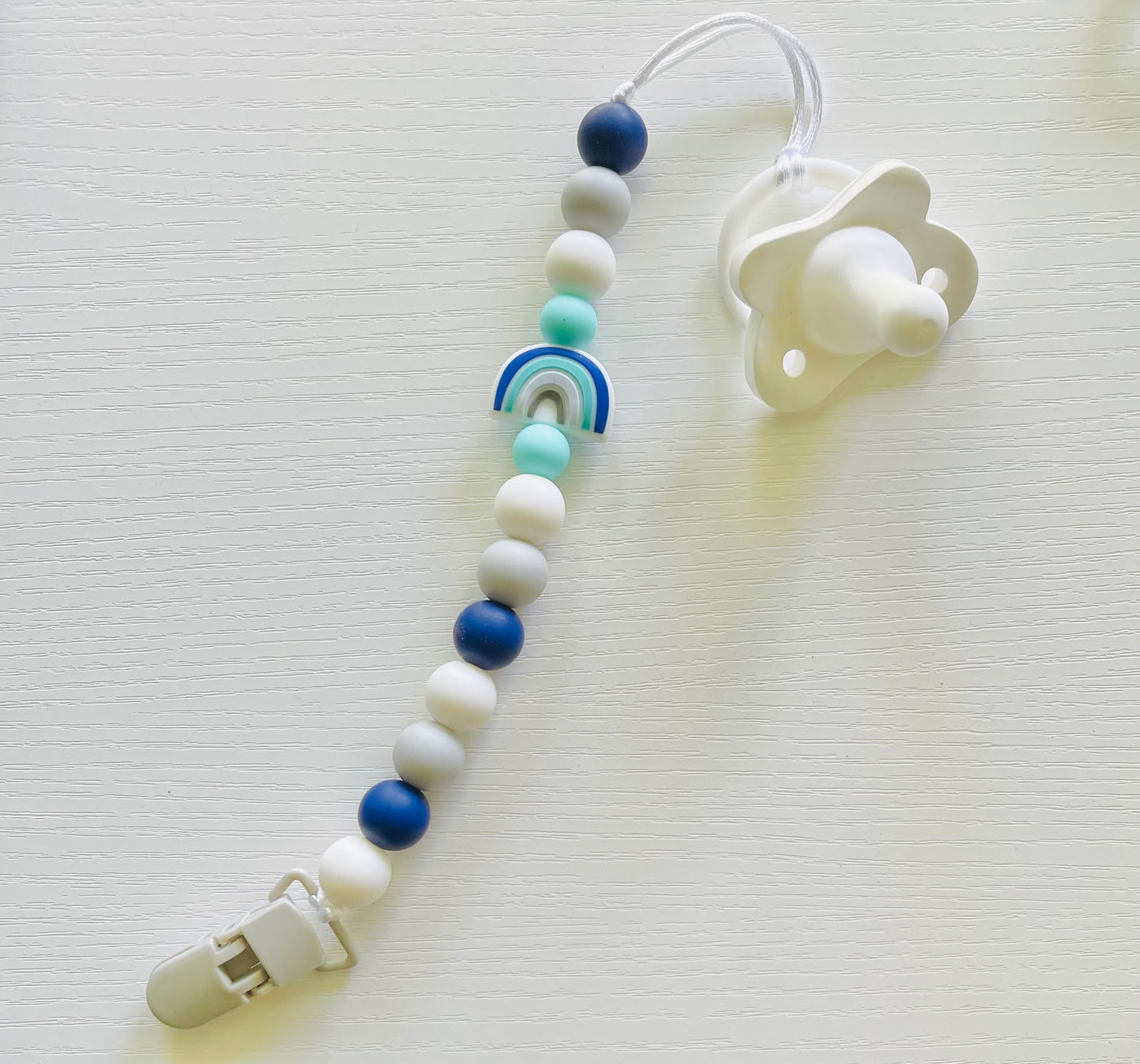 Blue Rainbow Pacifier Clip