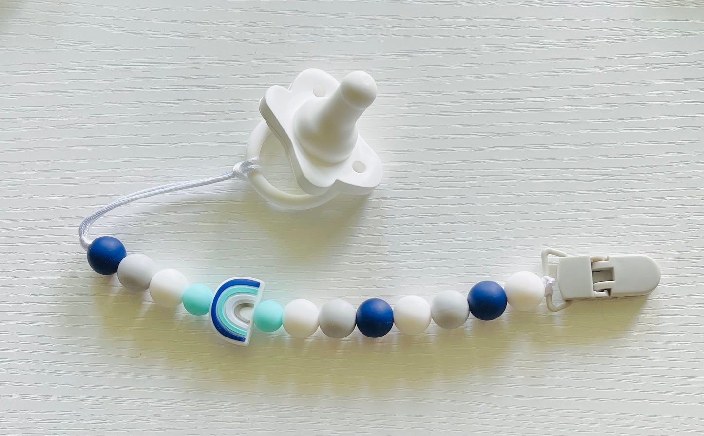 Blue Rainbow Pacifier Clip