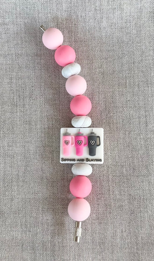 Sipping and Slaying Tumbler Handle Charm